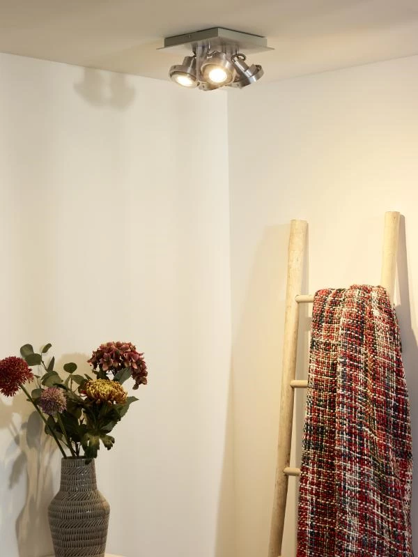 Lucide LANDA - Plafondspot - LED Dim to warm - GU10 - 4x5W 2200K/3000K - Mat chroom - sfeer 1